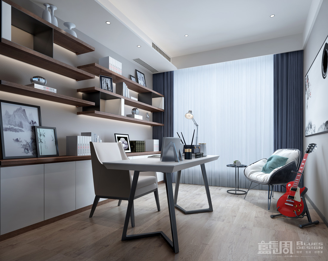 公園大地別墅設計-男孩房書房